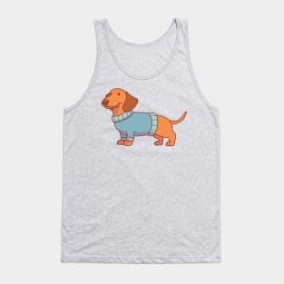 Red dachshund wearing a blue sweater Tank Top
